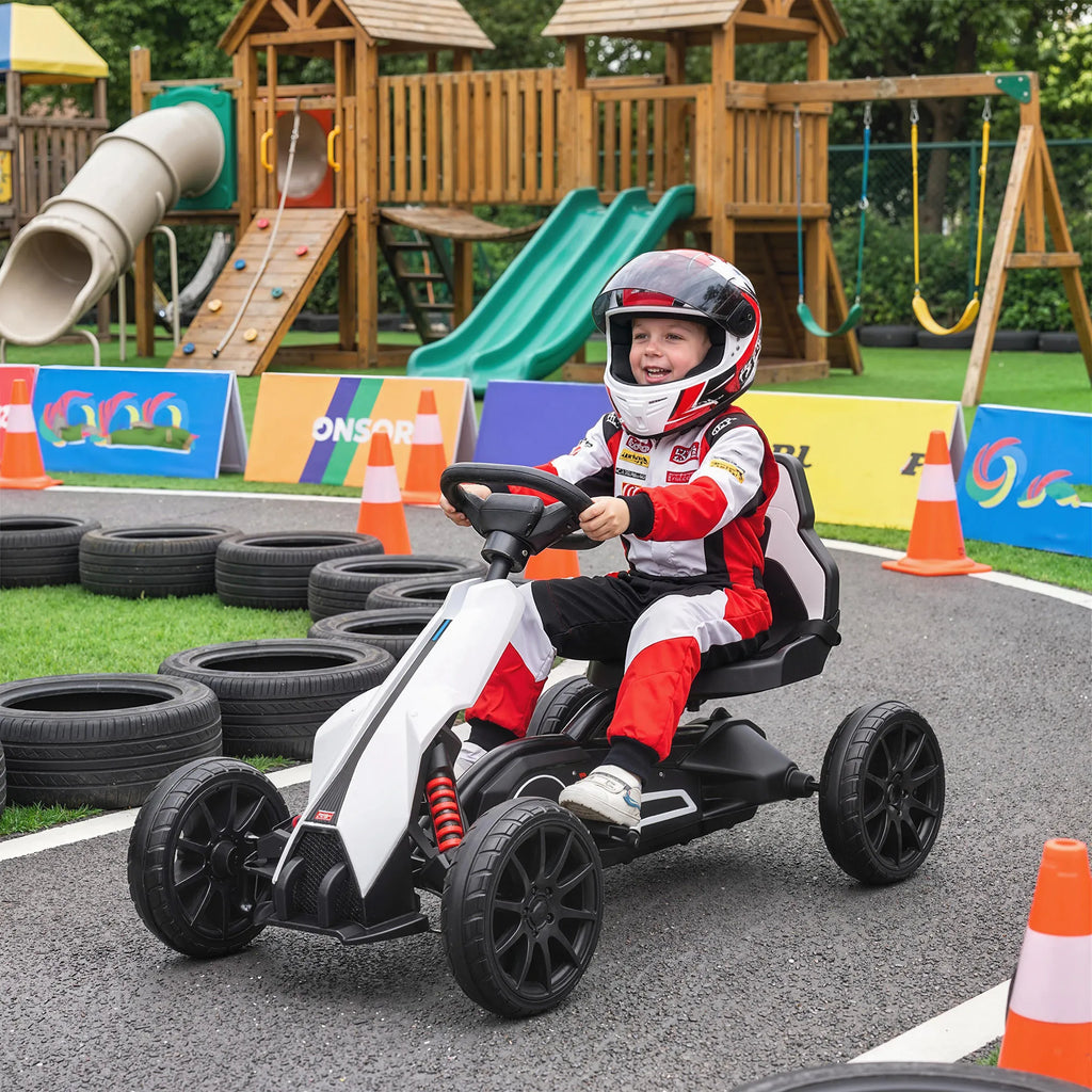 Vaikiškas elektrinis kartingas, 3–8 metų vaikams, baltas