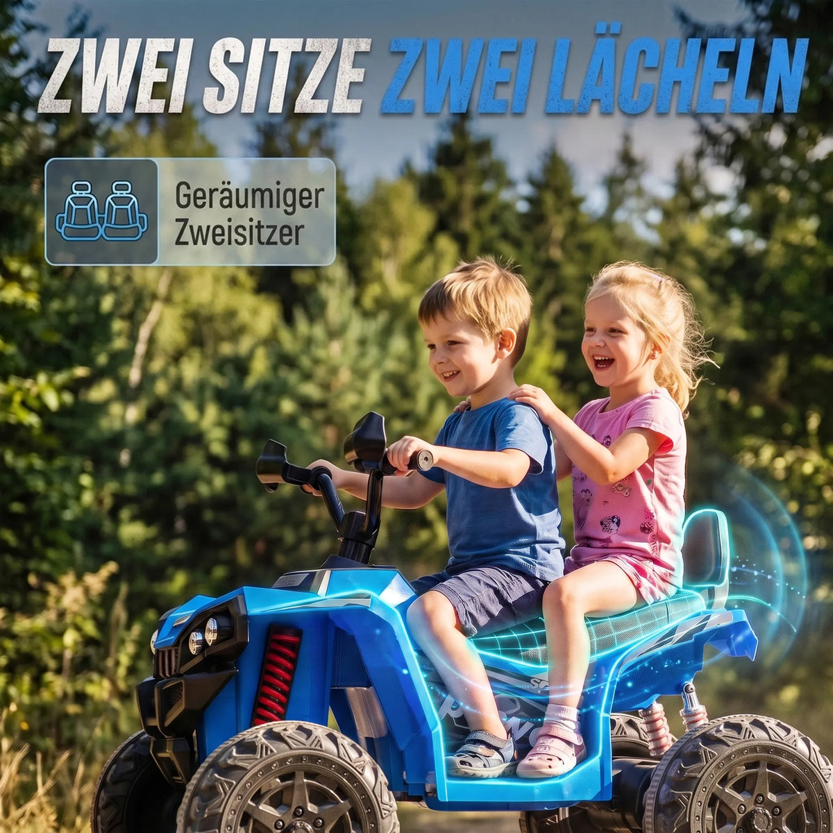 Vaikiškas elektrinis keturratis, 24 V, 2 vietų, 2 × 120 W, 4–6 km/h