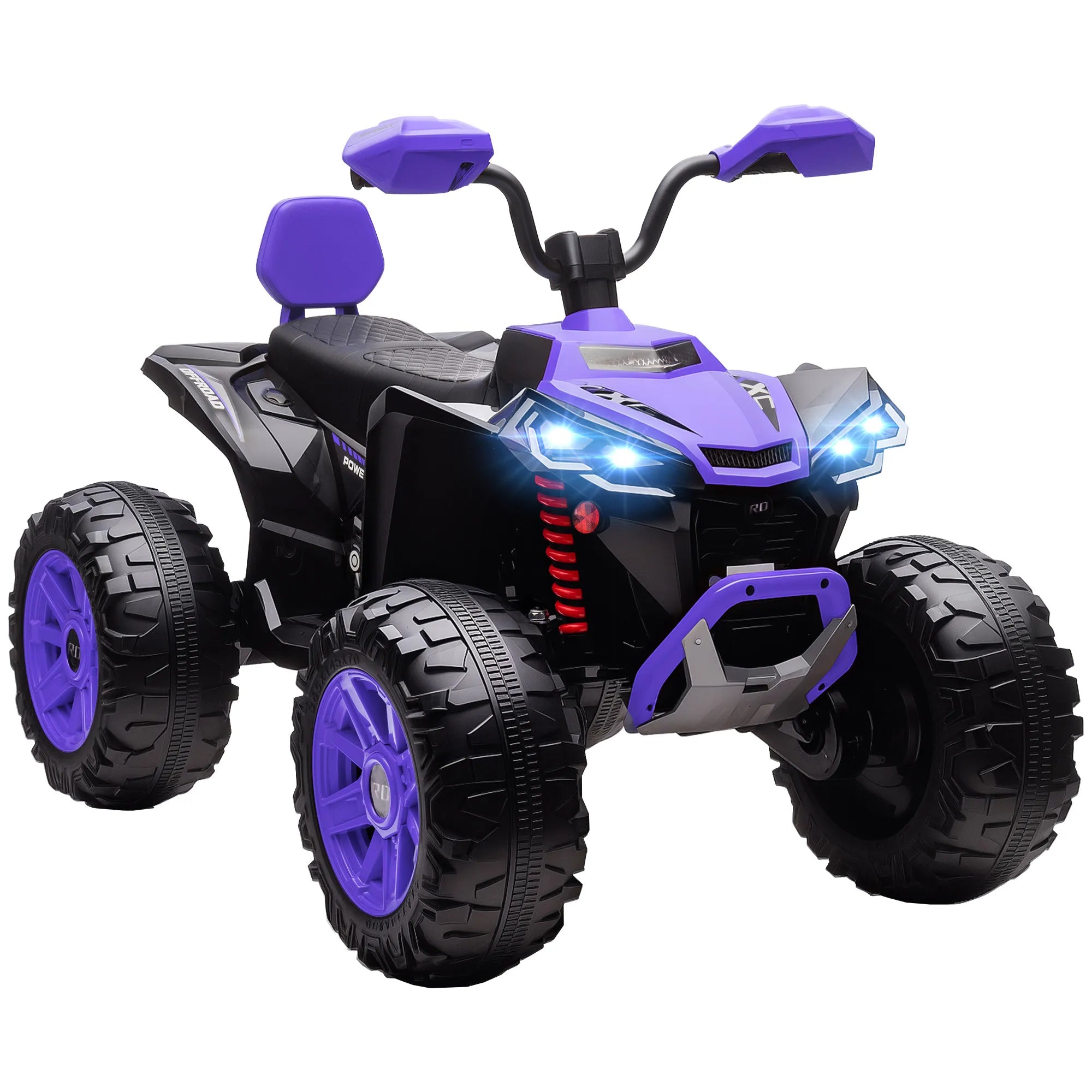 Vaikiškas elektrinis keturratis 24V, dvivietis, iki 50 kg, 3–8 metų vaikams, violetinis 6,5 km/h