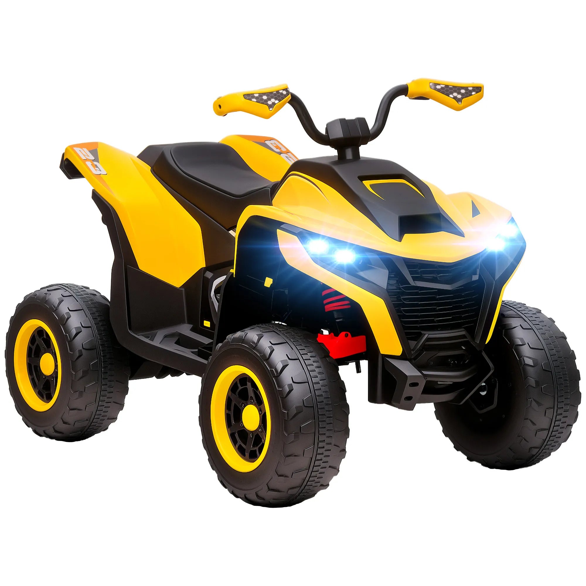 Vaikiškas elektrinis keturratis 3–8 metų vaikams, iki 50 kg, geltonas 3-6 km/h