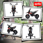 Vaikiškas elektrinis motociklas, 12 V, 2 varikliai, su atraminiais ratukais