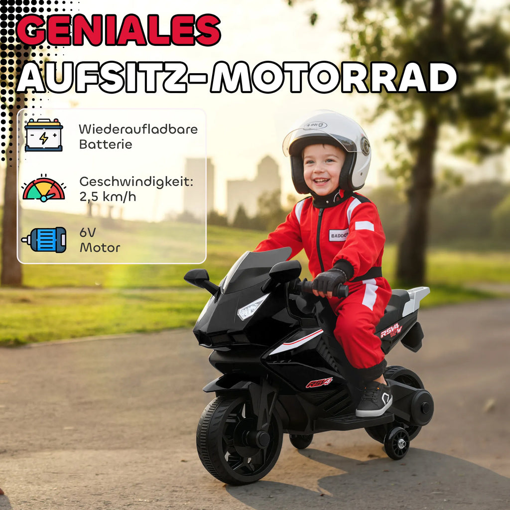 Vaikiškas elektrinis motociklas, 18–36 mėn. vaikams, juodas