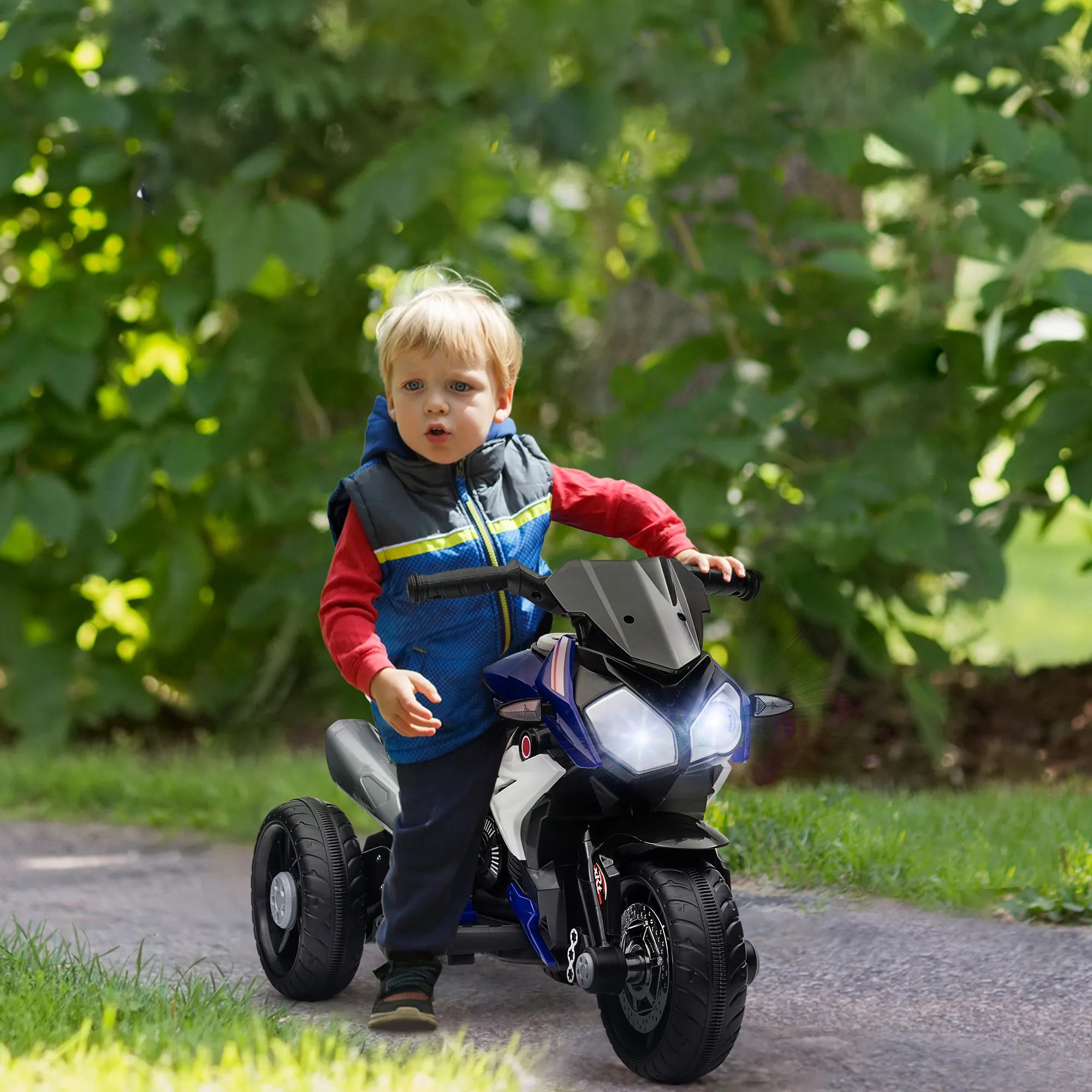 Vaikiškas elektrinis motociklas, 3–5 metų vaikams, mėlynas