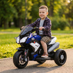 Vaikiškas elektrinis motociklas, 3–5 metų vaikams, mėlynas