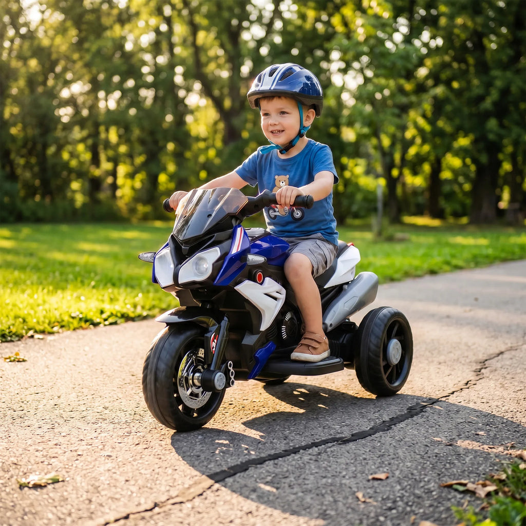 Vaikiškas elektrinis motociklas, 3–5 metų vaikams, mėlynas