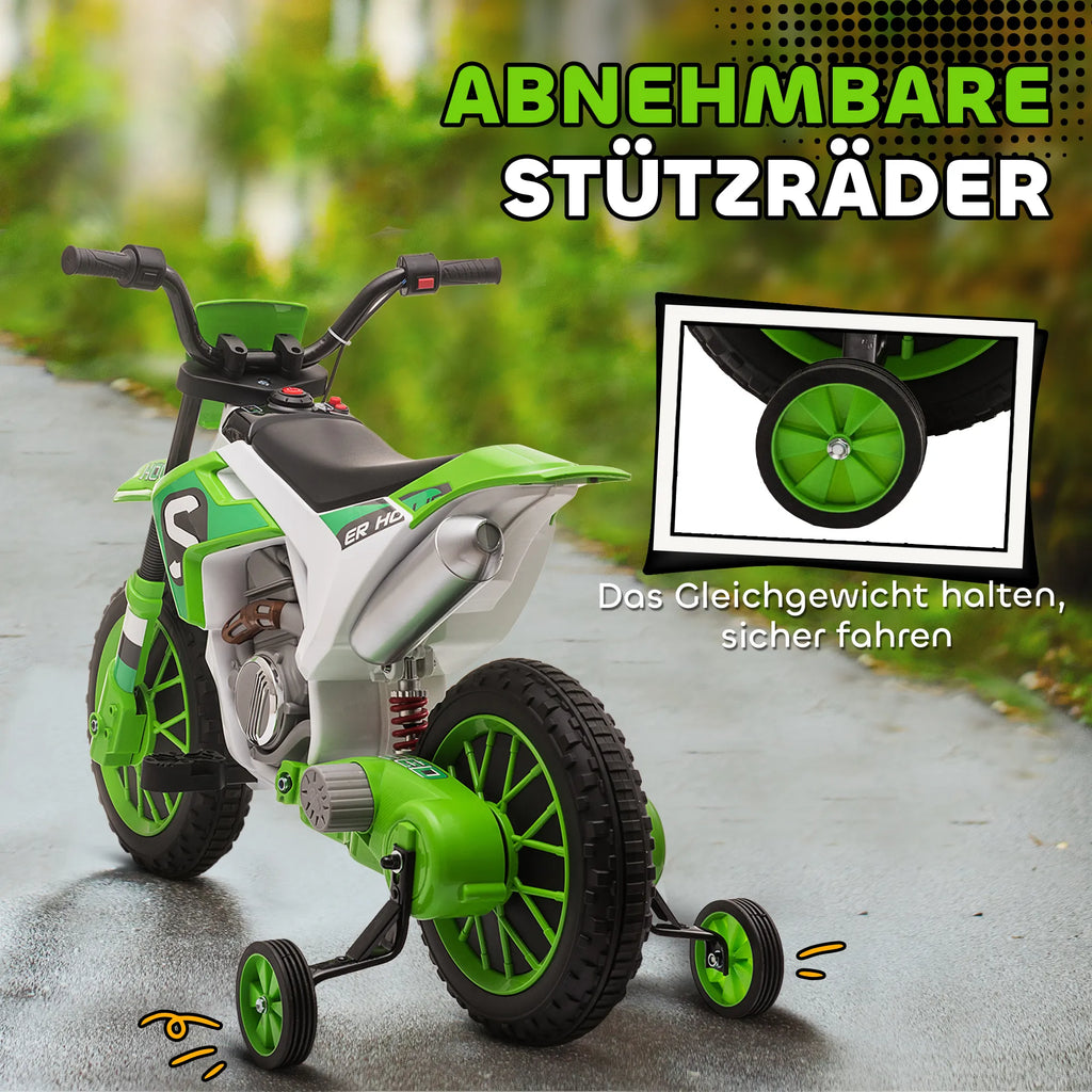 Vaikiškas elektrinis motociklas, 30 kg, nuo 3 metų, žalias