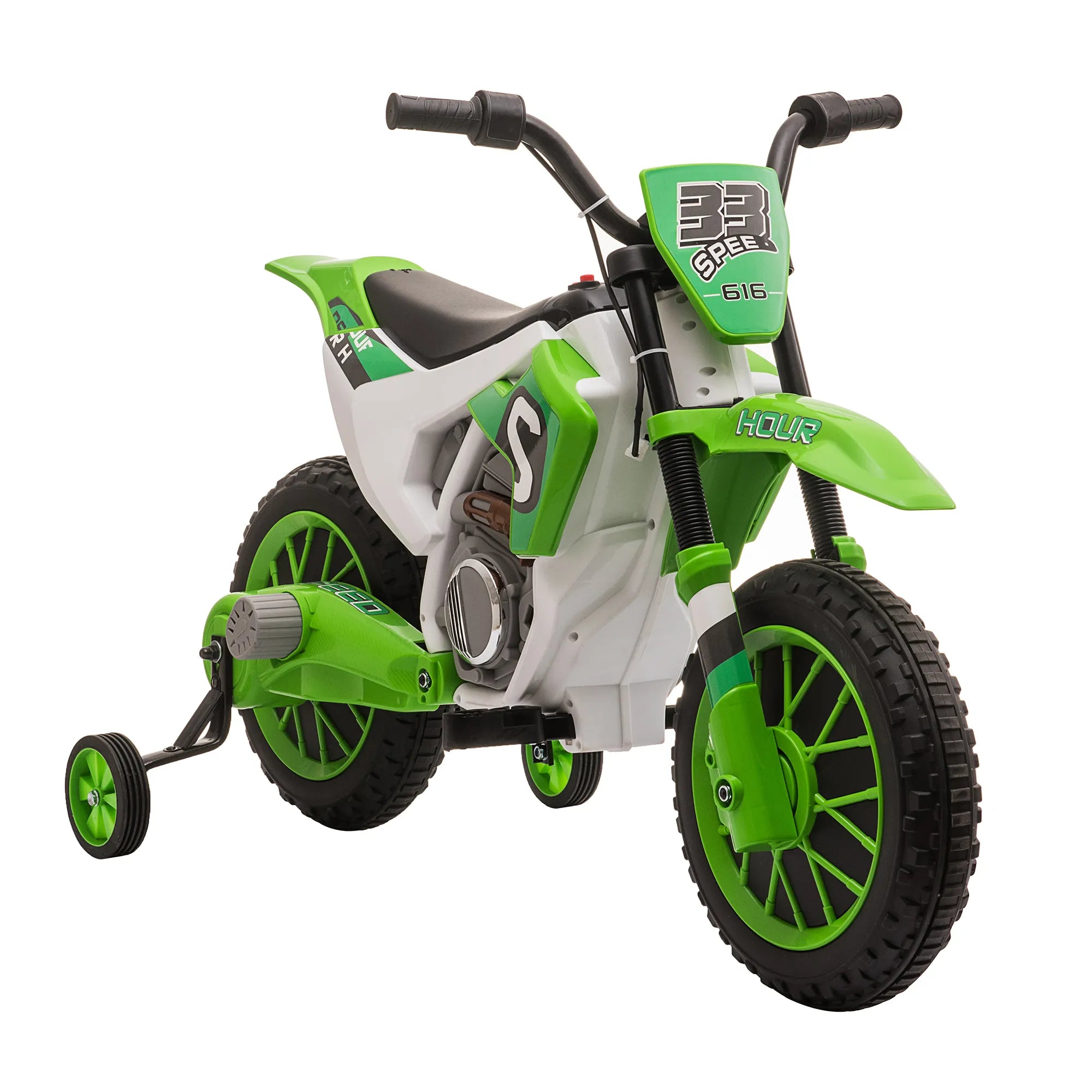 Vaikiškas elektrinis motociklas, 30 kg, nuo 3 metų, žalias