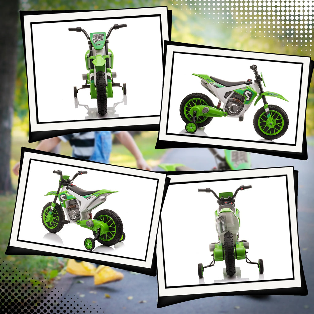 Vaikiškas elektrinis motociklas, 30 kg, nuo 3 metų, žalias