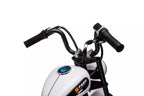 Vaikiškas elektrinis motociklas, 36 V, 350 W, ekologiškos odos sėdynė, pripučiami ratai, baltas