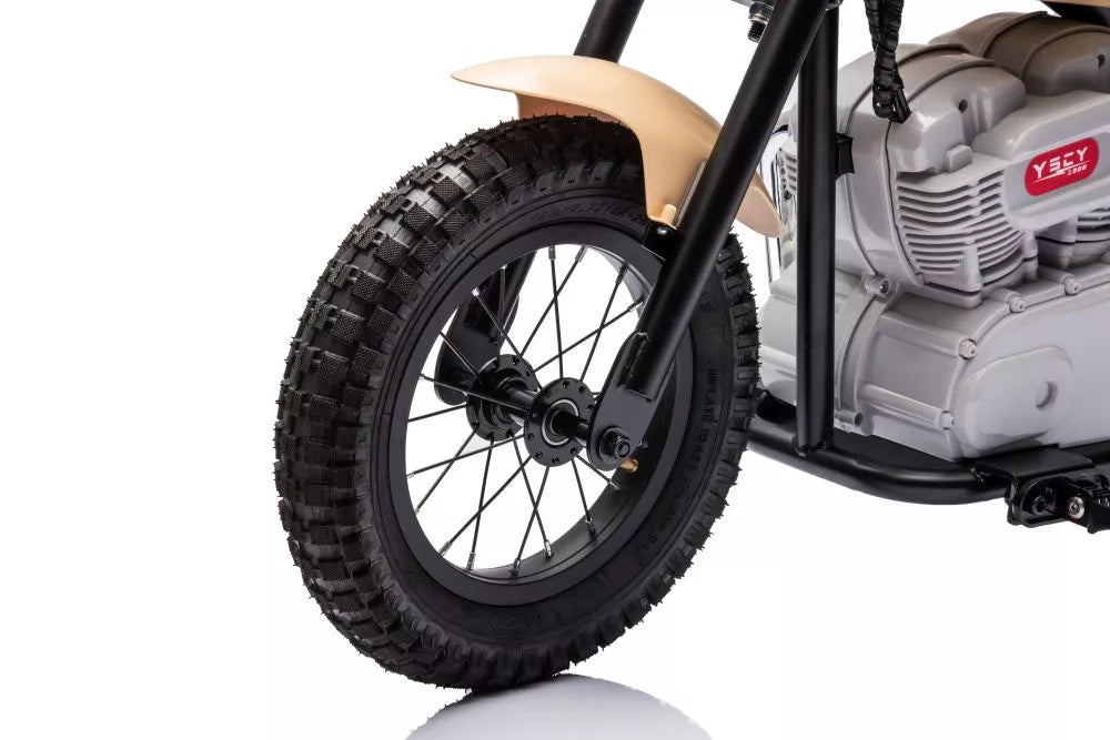 Vaikiškas elektrinis motociklas, 36 V, 7 km/h, baltas