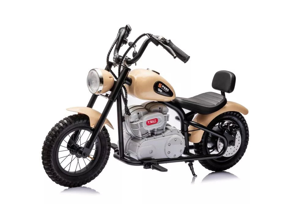 Vaikiškas elektrinis motociklas, 36 V, 7 km/h, baltas
