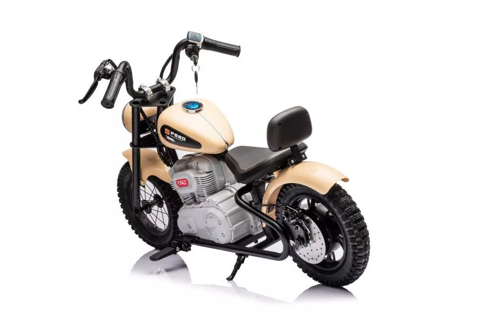 Vaikiškas elektrinis motociklas, 36 V, 7 km/h, baltas