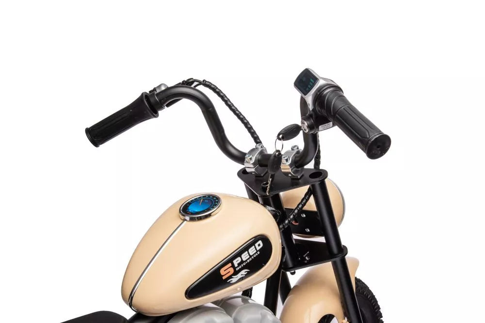 Vaikiškas elektrinis motociklas, 36 V, 7 km/h, baltas