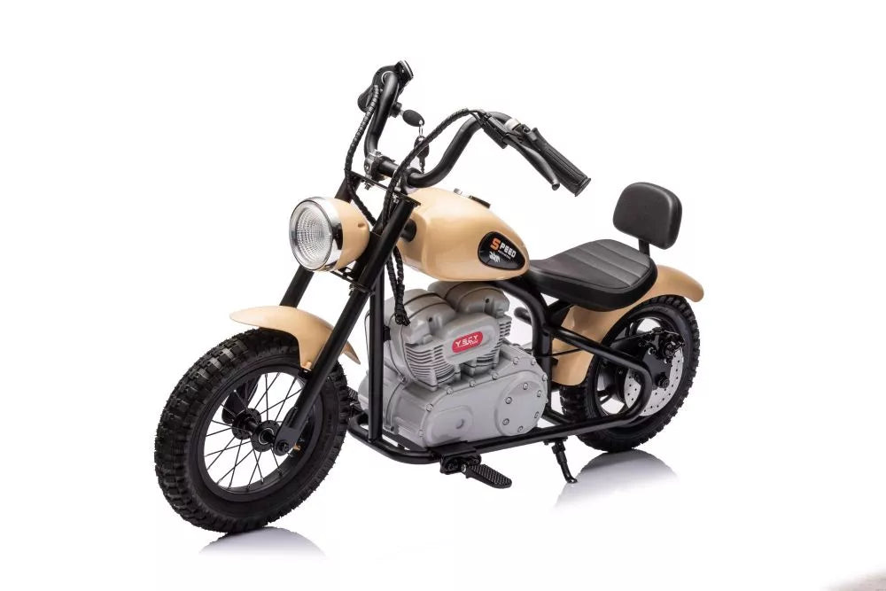 Vaikiškas elektrinis motociklas, 36 V, 7 km/h, baltas
