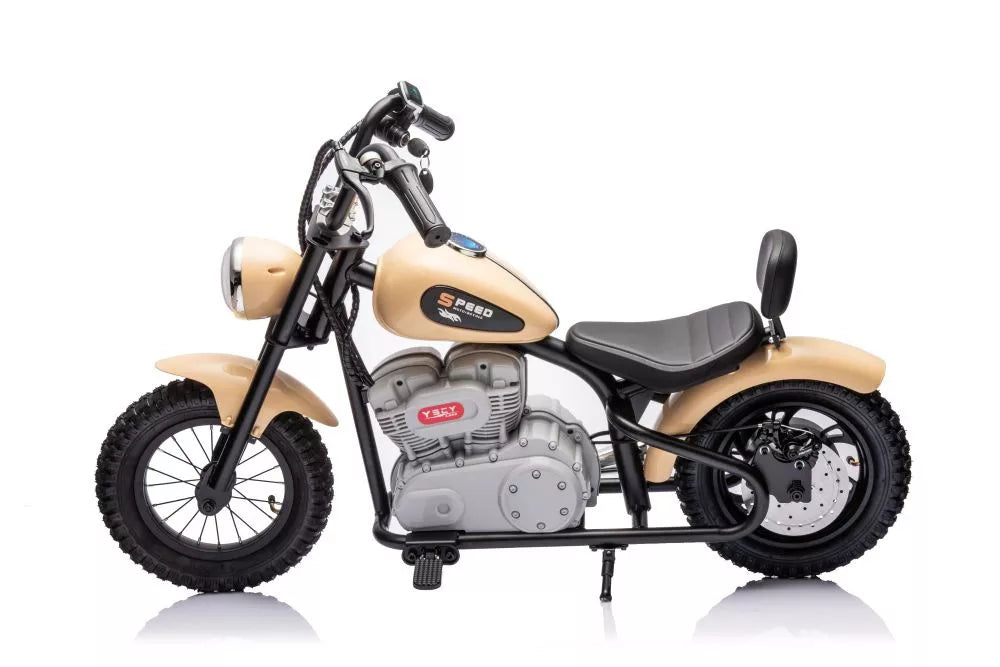 Vaikiškas elektrinis motociklas, 36 V, 7 km/h, baltas