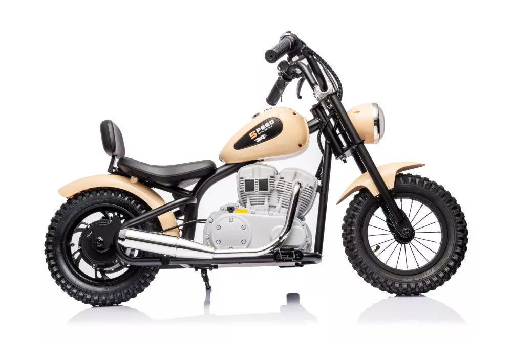 Vaikiškas elektrinis motociklas, 36 V, 7 km/h, baltas
