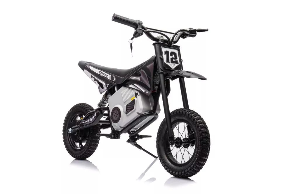 Vaikiškas elektrinis motociklas, 36V, 350W, iki 15km/h, minkšta sėdynė, chaki spalvos