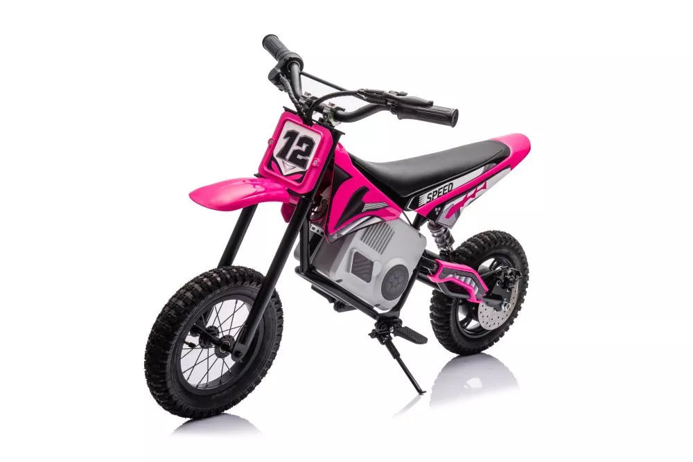 Vaikiškas elektrinis motociklas, 36V, 350W, su pripučiamais ratais, chaki spalvos