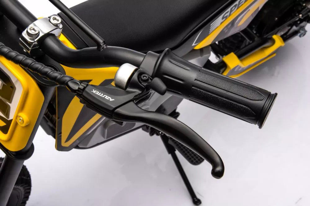 Vaikiškas elektrinis motociklas, 36V, 350W, su pripučiamais ratais, chaki spalvos