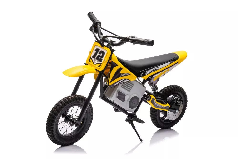 Vaikiškas elektrinis motociklas, 36V, 350W, su pripučiamais ratais, chaki spalvos