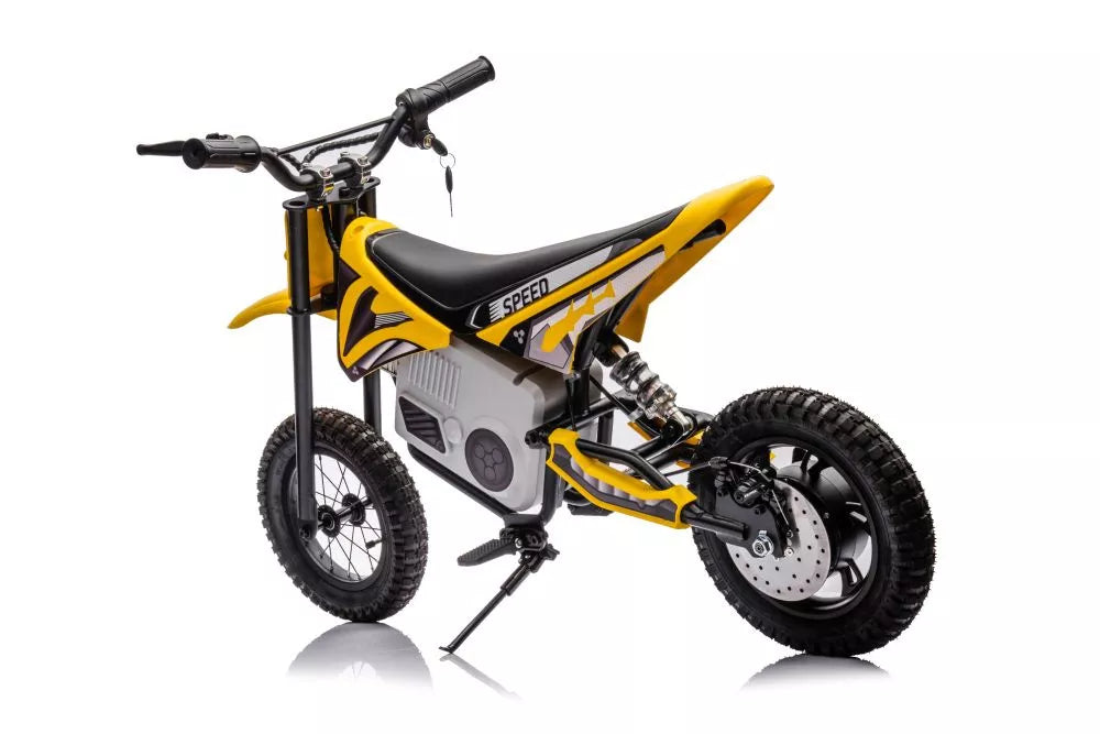 Vaikiškas elektrinis motociklas, 36V, 350W, su pripučiamais ratais, chaki spalvos