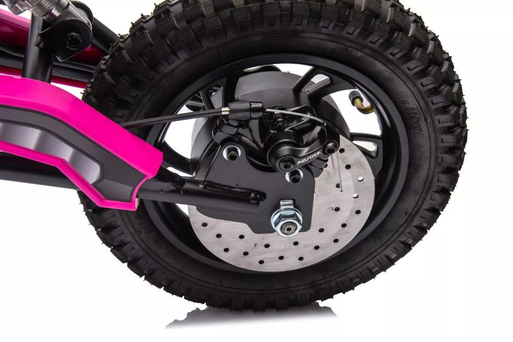 Vaikiškas elektrinis motociklas, 36V, 350W, su pripučiamais ratais, chaki spalvos