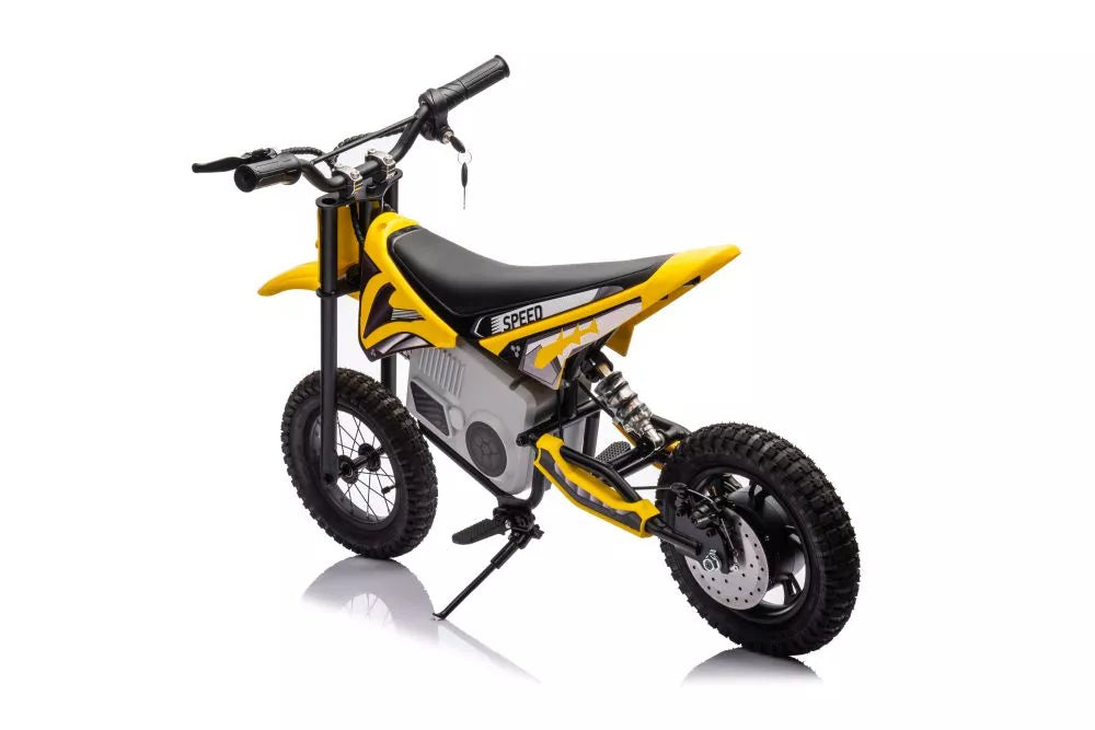 Vaikiškas elektrinis motociklas, 36V, 350W, su pripučiamais ratais, chaki spalvos
