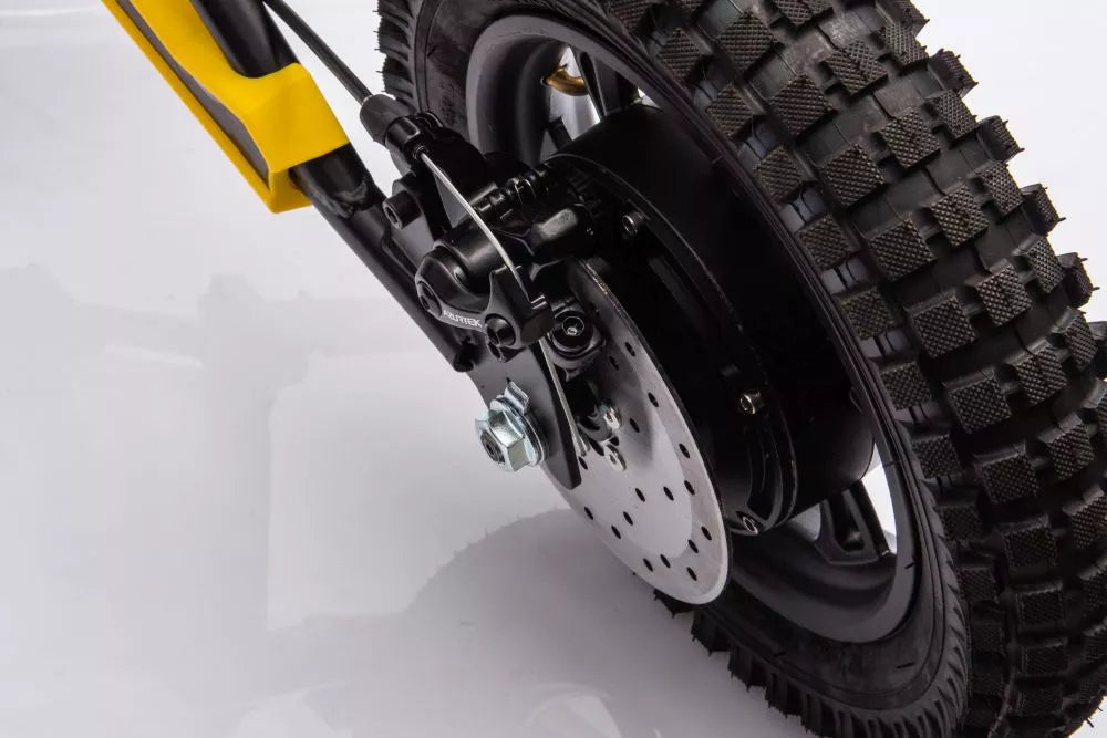 Vaikiškas elektrinis motociklas, 36V, 350W, su pripučiamais ratais, chaki spalvos