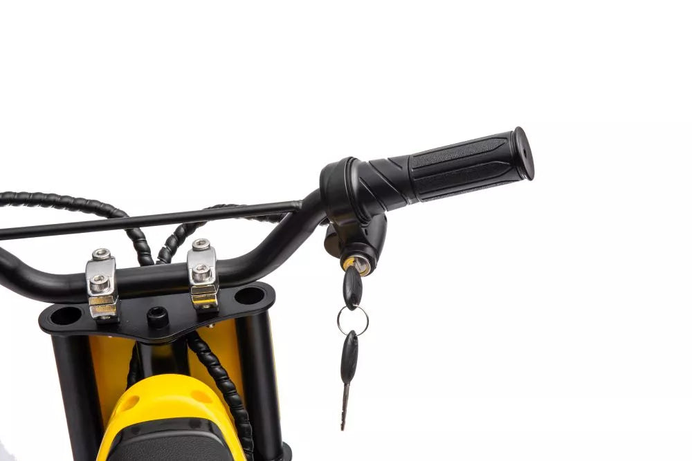 Vaikiškas elektrinis motociklas, 36V, 350W, su pripučiamais ratais, chaki spalvos