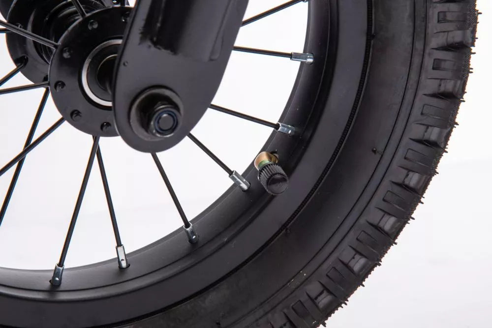Vaikiškas elektrinis motociklas, 36V, 350W, su pripučiamais ratais, chaki