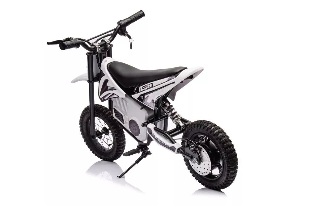 Vaikiškas elektrinis motociklas, 36V, 350W, su pripučiamais ratais, chaki