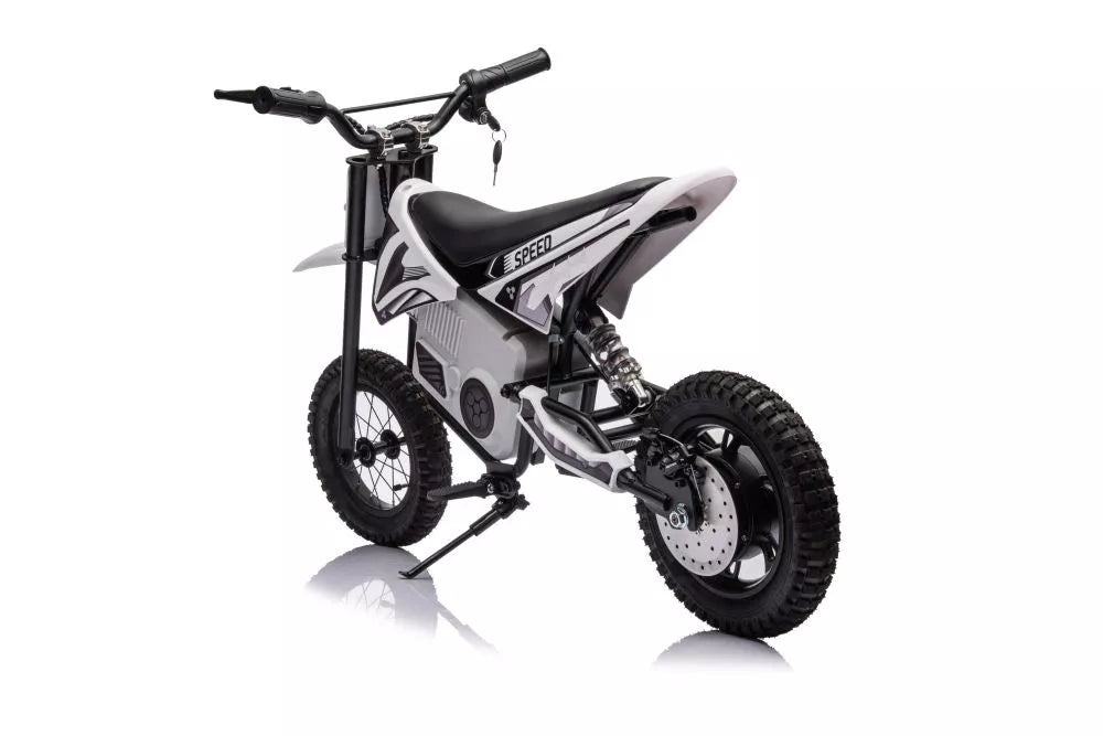 Vaikiškas elektrinis motociklas, 36V, 350W, su pripučiamais ratais, chaki