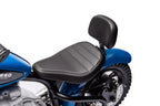 Vaikiškas elektrinis motociklas, 36V, 350W, su pripučiamais ratais, odine sėdyne, mėlynas