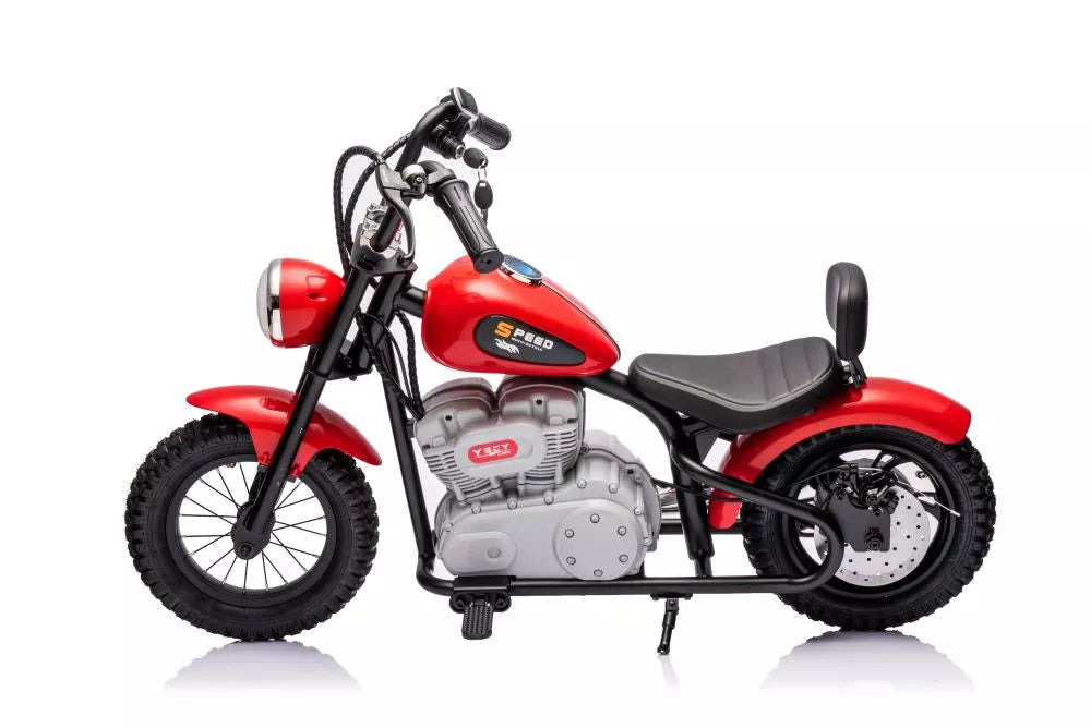 Vaikiškas elektrinis motociklas, 36V, nuo 6 metų, baltas