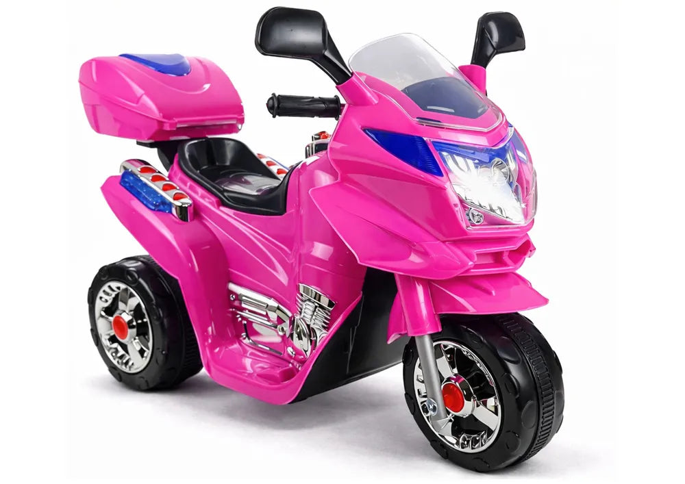 Vaikiškas elektrinis motociklas, 6 V, su muzikos skydeliu ir apšvietimu, rožinis