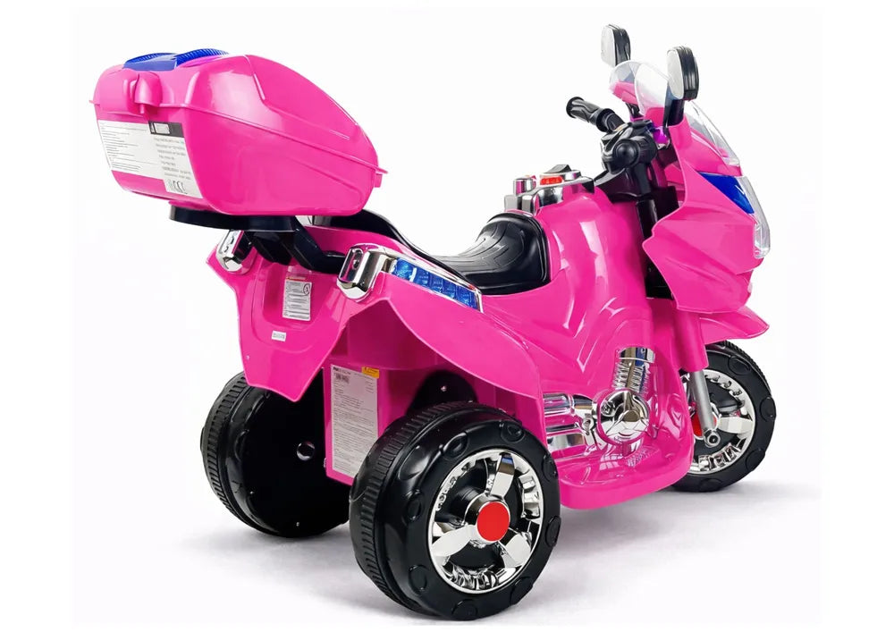 Vaikiškas elektrinis motociklas, 6 V, su muzikos skydeliu ir apšvietimu, rožinis