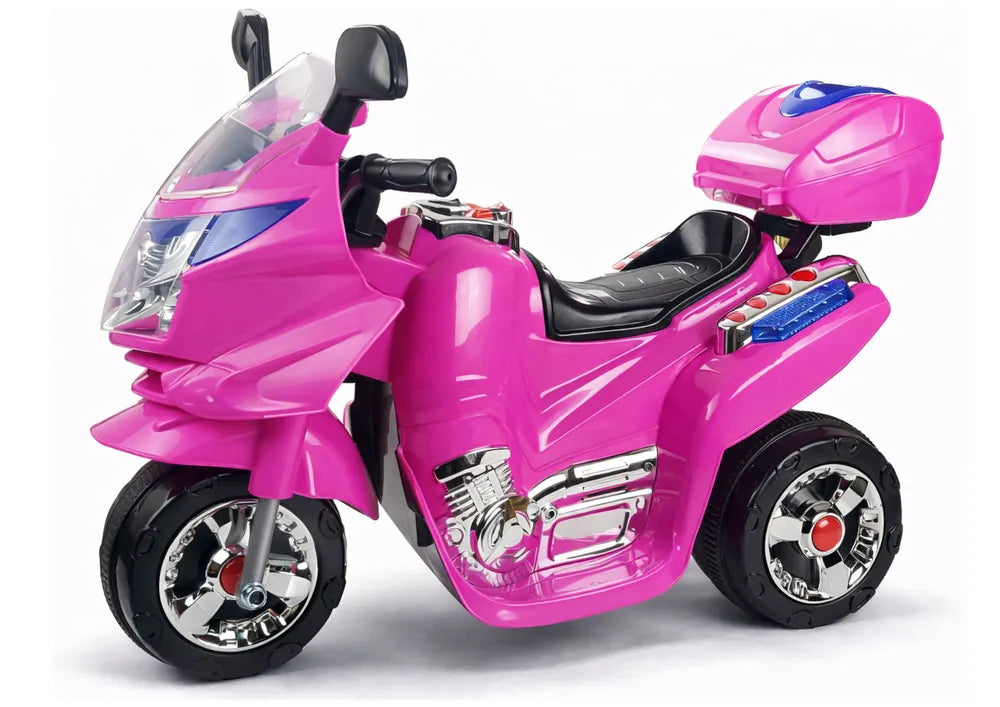 Vaikiškas elektrinis motociklas, 6 V, su muzikos skydeliu ir apšvietimu, rožinis
