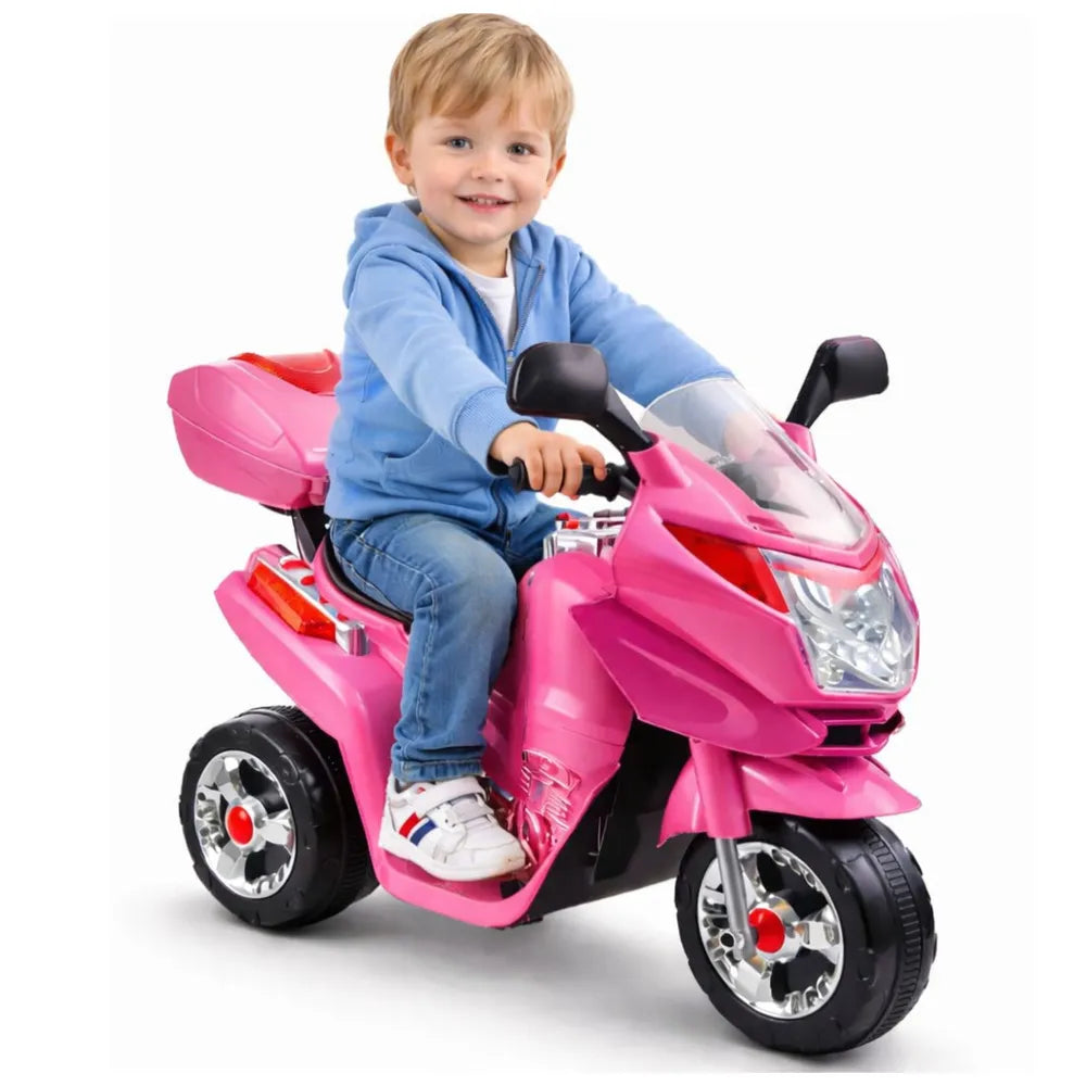 Vaikiškas elektrinis motociklas, 6 V, su muzikos skydeliu ir apšvietimu, rožinis