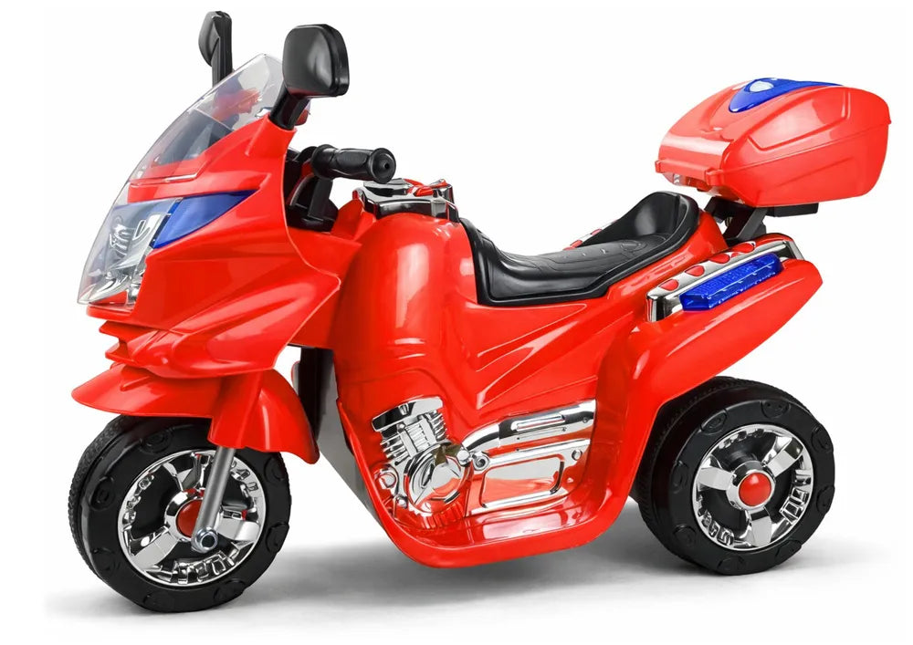 Vaikiškas elektrinis motociklas, 6 V, su muzikos skydeliu, šviesomis, raudonas