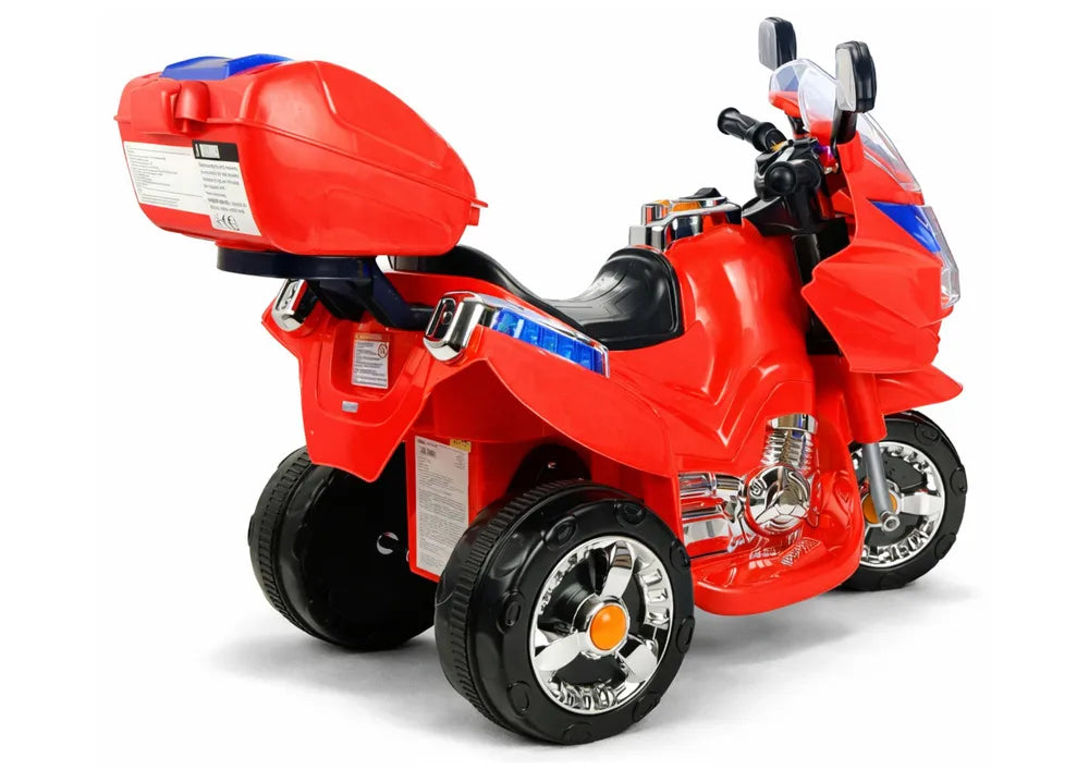 Vaikiškas elektrinis motociklas, 6 V, su muzikos skydeliu, šviesomis, raudonas