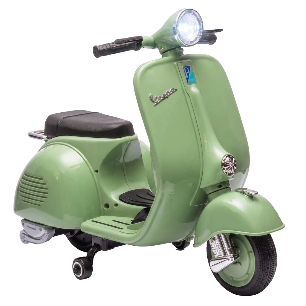 Vaikiškas elektrinis motociklas, 6 V, su pagalbiniais ratukais, žalias
