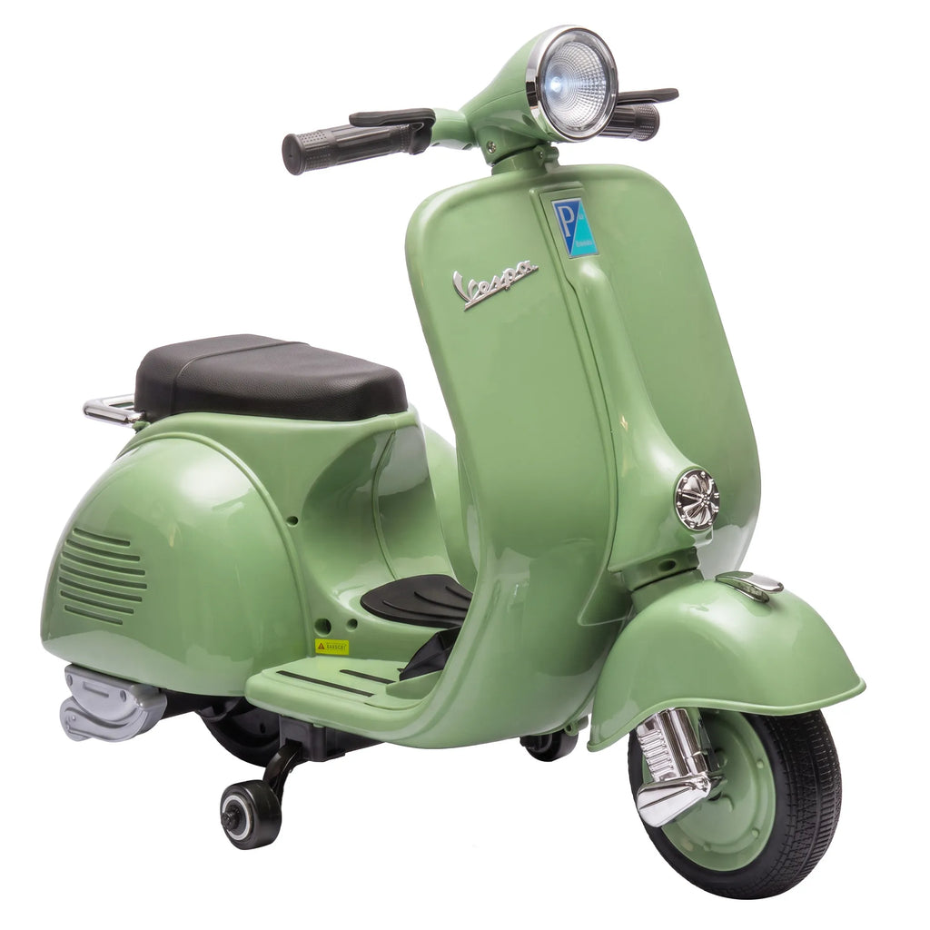 Vaikiškas elektrinis motociklas, 6 V, su pagalbiniais ratukais, žalias
