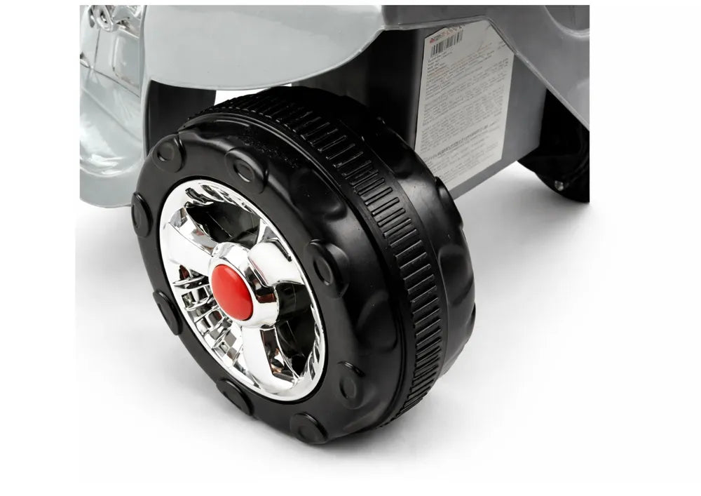 Vaikiškas elektrinis motociklas, 6 V, su priekiniais žibintais, sidabrinis