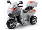 Vaikiškas elektrinis motociklas, 6 V, su priekiniais žibintais, sidabrinis