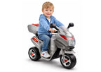 Vaikiškas elektrinis motociklas, 6 V, su priekiniais žibintais, sidabrinis