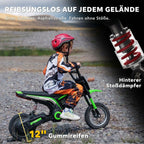 Vaikiškas elektrinis motociklas, 8–12 metų vaikams, iki 65 kg, žalias