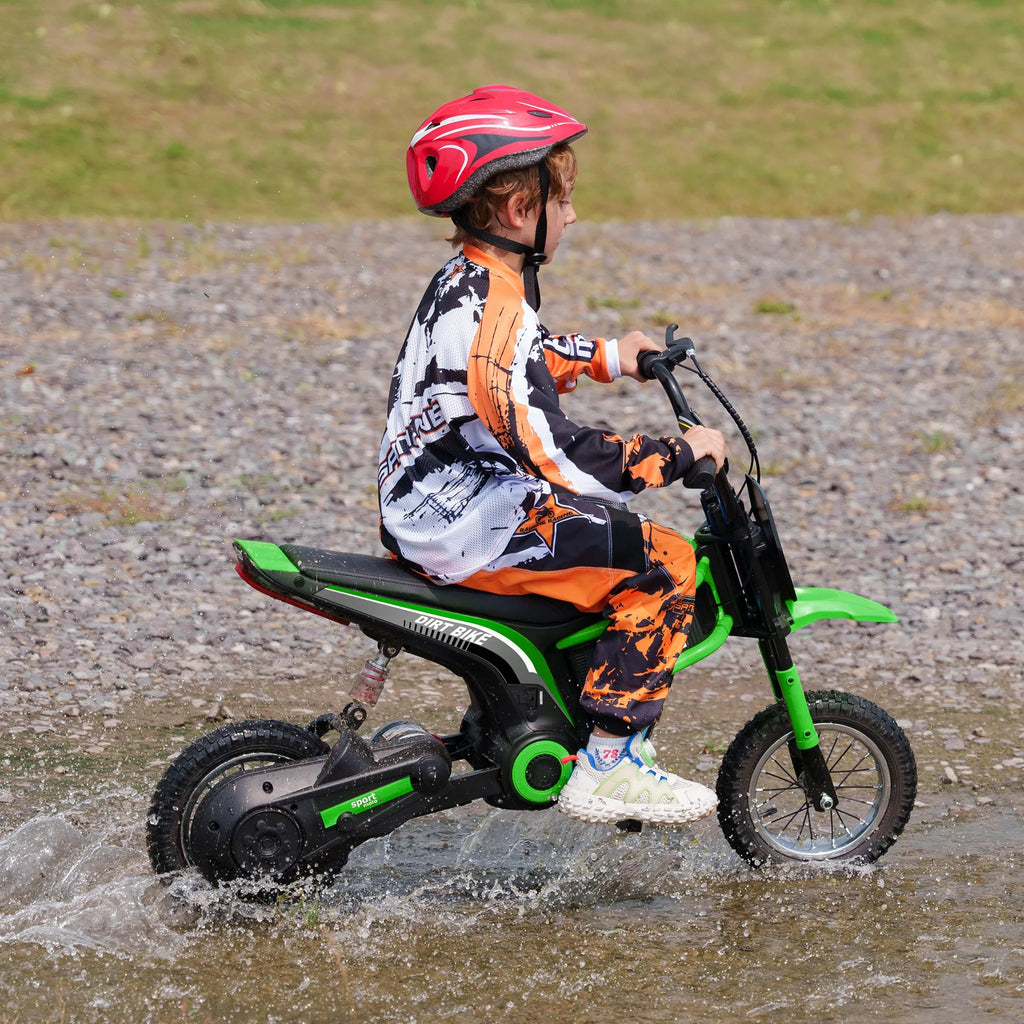 Vaikiškas elektrinis motociklas, 8–12 metų vaikams, iki 65 kg, žalias
