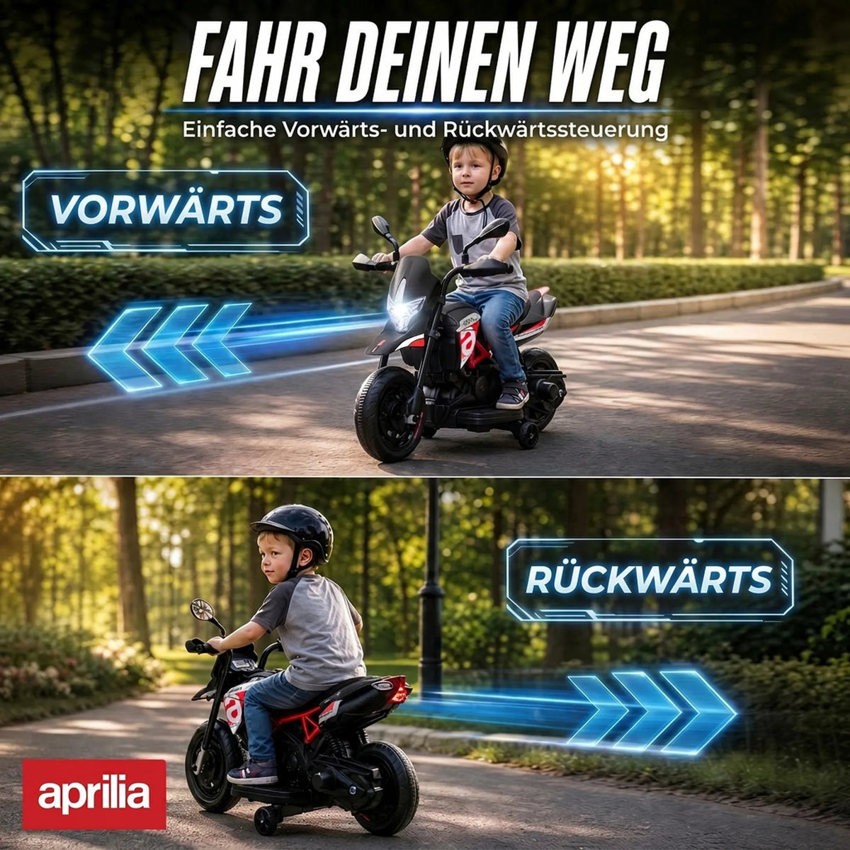 Schema, rodanti motociklo valdymą važiuojant pirmyn ir atgal