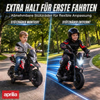 Schema, rodanti motociklą su atraminiais ratukais ir be jų
