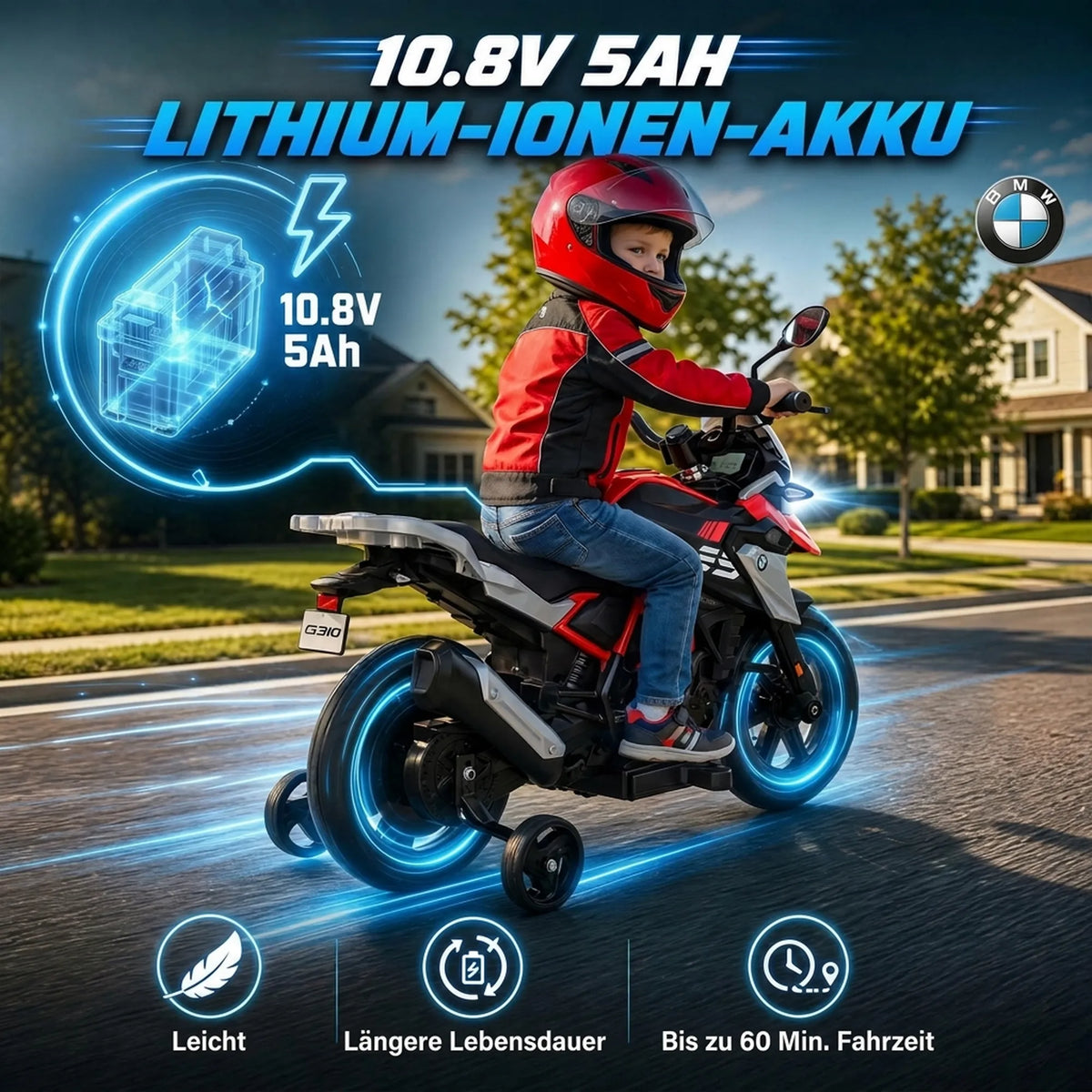 Vaikiškas elektrinis motociklas BMW, 12 V, 35 W, iki 6 km/h